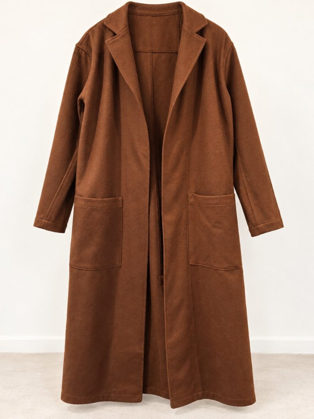 ZII ROPA Brown Wool Blend Longline Duster Coat XS Made in Mexico